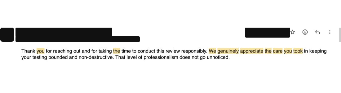 Reply from a Security team at an insurance brokerage